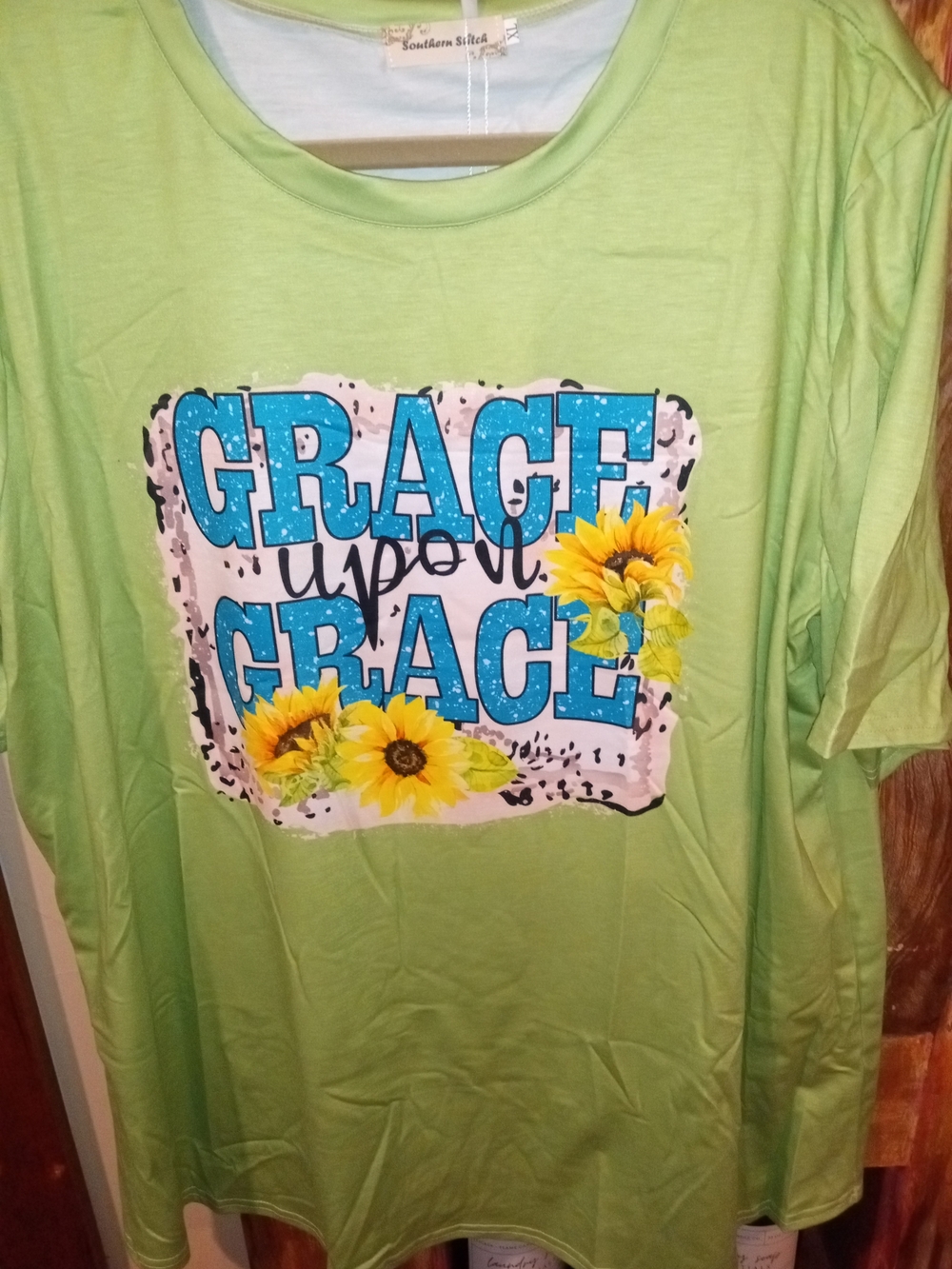 Southern Stitches 'Grace Upon Grace' Short Sleeve Tee - Light Green